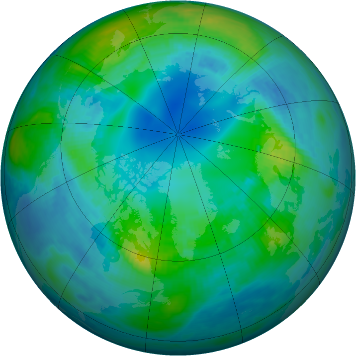 Arctic ozone map for 25 October 1986